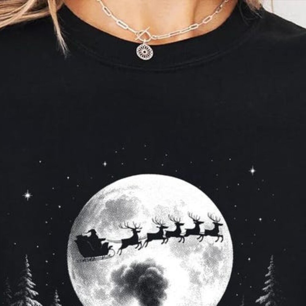 Retro Holiday T-Shirt, Winter Forest Christmas Graphics Shirt - Picture 3 of 4